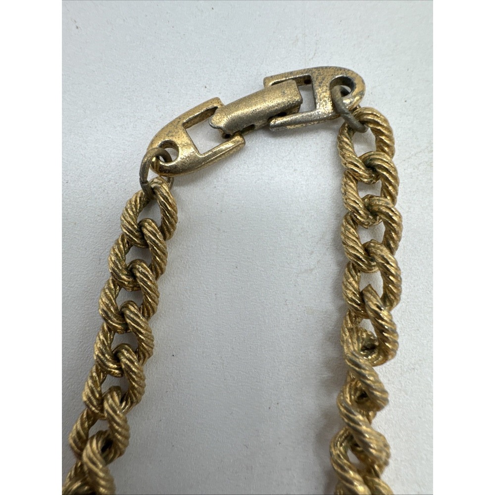 Vintage Signed Napier Chunky Nautical  Motif Beige Enamel Pendant Chain Necklace - Picture 4 of 9